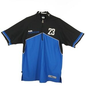 Vintage Y2K 2000s Air Jordan Black Blue Quarter Zip Short Sleeve Top